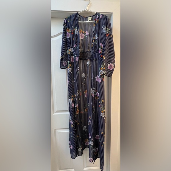 Womens Japna striped with florals long duster Sz L - Picture 10 of 14